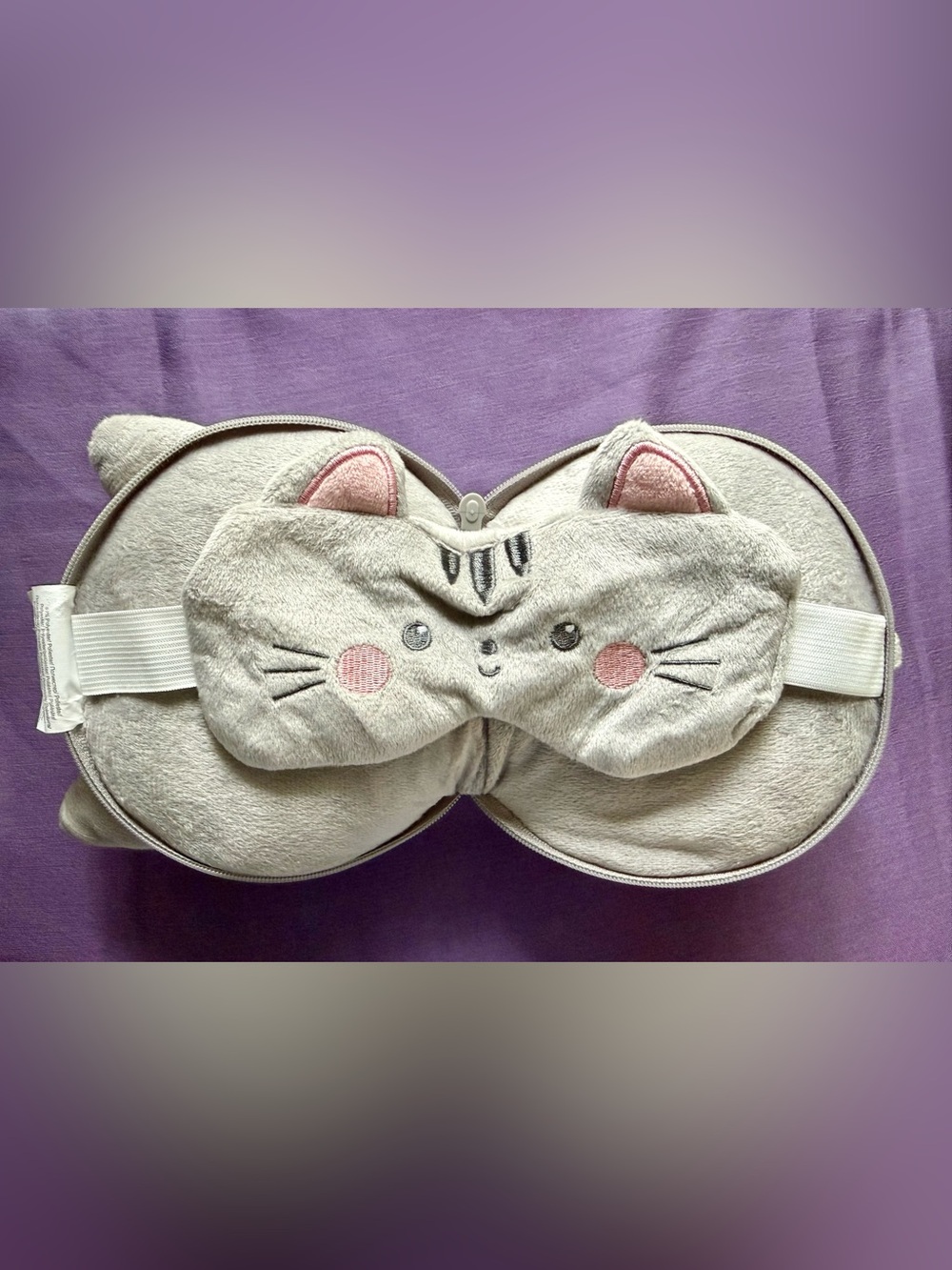 Plush Cat Neck Pillow & Eye Mask